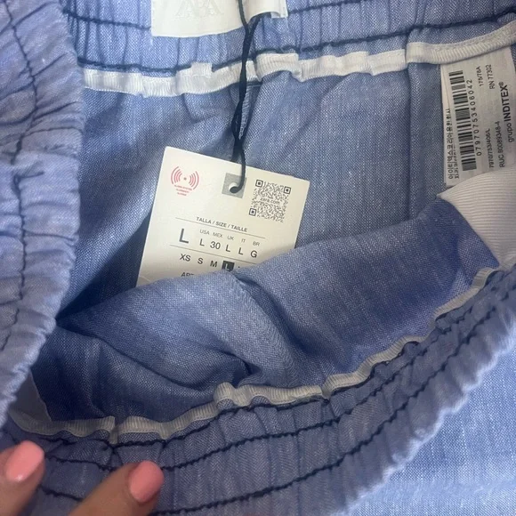 Zara Sky Blue Elastic Waist Pants - Picture 3 of 5